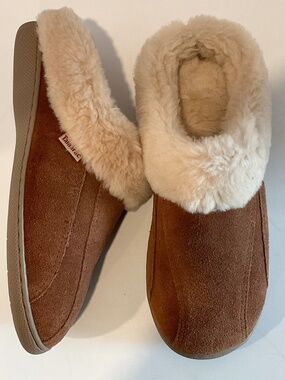 TAMARAC  Slipper Leather Lambs Wool Lined Brown Size 9